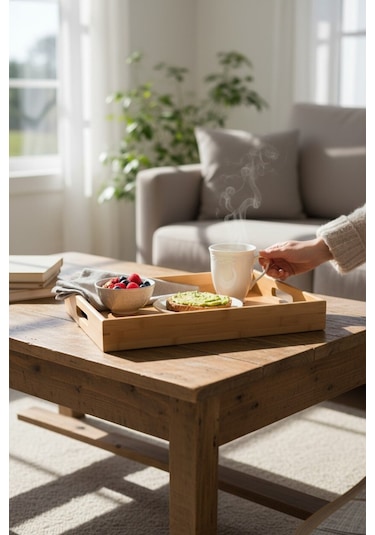 Balsa Bambu Tepsi Büyük Boy Premium 40x30 Cm Tex4030 Kahverengi