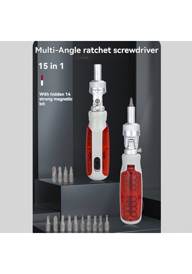 Suofeng 15'li Manyetik Ratchet Tornavida Seti - Çok Fonksiyonlu, Gizli Uçlar, Ergonomik Abs Kolu, Mavi Renk