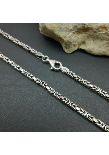 925 Ayar Gümüş Kare Kral Kolye 2.8 Mm Gümüş