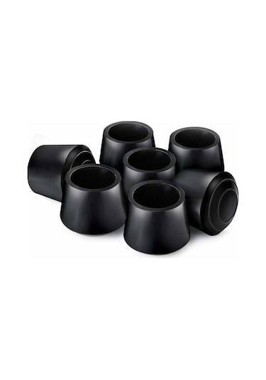 Flybuy Sandalye Bacak Koruyucusu, 16 Adet Yuvarlak Kapağı, 25mm Siyah Kauçuk, Zemin Ve Ses Korumalı -