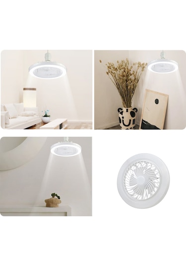 Yaozixa Uzaktan Kumandalı E27 Tavan Fanı Ve Led Aydınlatma - Ayarlanabilir Hız, Renk Sıcaklığı Ve Zamanlayıcı Beyaz