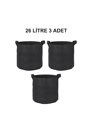 Grow Wizard Kumaş Saksı Pot 26 Litre 3 Adet