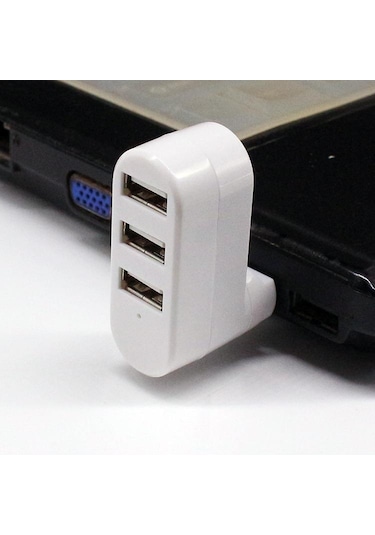 Valkyrie 3 Portlu USB 2.0 Hub Döner Kafalı Splitter Hub Adaptör Beyaz