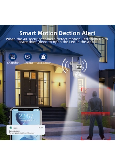 4mp+4mp Çift Lensli Wifi Ip Kamera Kablosuz Dış Mekan Ev Ptz Güvenlik Kamerası
