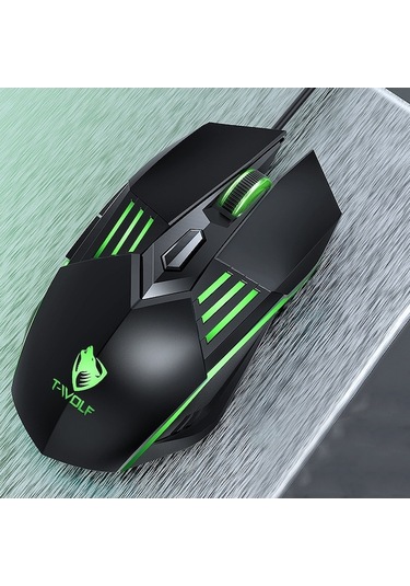 Rogfer T-wolf G560 6 Tuşlu Soğuk Solunum Hafif Oyun Kablolu Fare Mekanik Ofis Sessiz Fare Siyah Diğer - Black Diğer