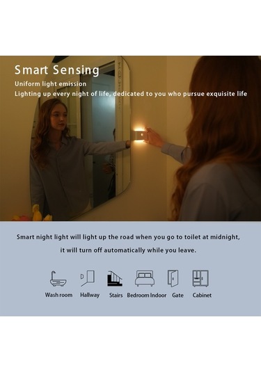 Pazly Akıllı Sensörlü Gece Lambası Led Gövde Kızılötesi Tip-c Beyaz Renk Diğer