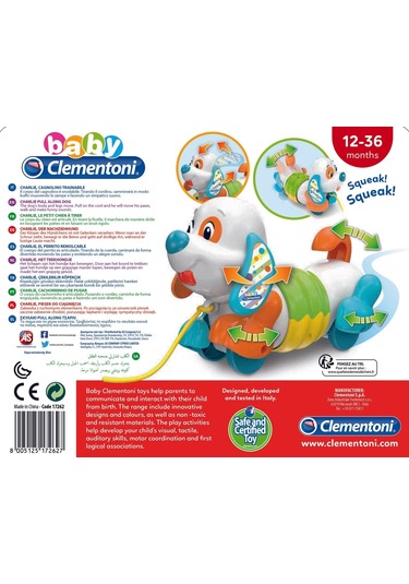 Baby Clementoni Oyuncak İpli Rengarenk Çek Çek Köpek 12-36 Ay Se
