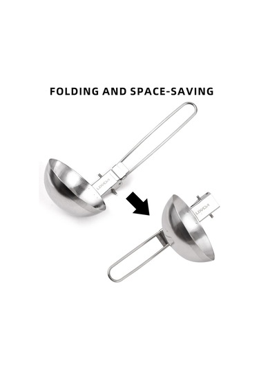 Mufunye Paslanmaz Çelik Kepçe Yuvalı Kaşık Uzun Saplı Kepçe Servis Aleti Katlanabilir Kamp Çatal Bıçak Takımı Çok Renkli