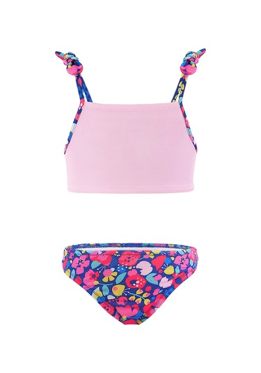 Denokids Çiçekli Kedi Kız Çocuk Bikini Çok Renkli