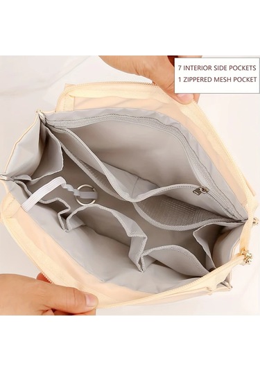 Fochsia Mikro Beyaz L Büyük Cep Katlanır Nylon El Çantası Saklama Torbası Gümüş Eskitme