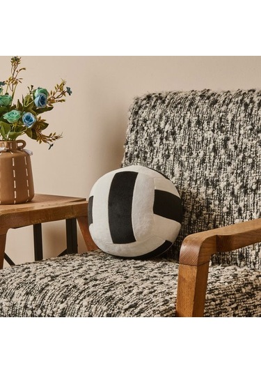 Evidea Soft Voleybol Topu Figürlü Yastık - Siyah / Beyaz - 20 Cm Siyah / Beyaz