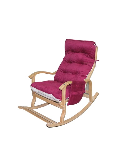 Mobildeco Erciyes Bordo/Krem Çift Renkli Cepli Sallanan Sandalye Ceviz