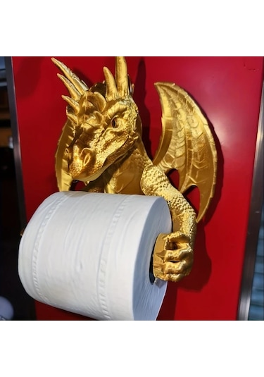 Willowhaven 1 Adet Ejderha Desenli Tuvalet Kağıdı Askısı Altın Renk Banyo Ev Ofis Yatak Odası Altın Rengi