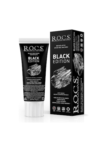 Rocs Black Edition Kömür Özleri ile Beyazlatıcı Diş Macunu - 74 G