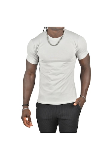 Deepsea Taş Erkek Dar Kesim Basic Tişört 1801131 Taş