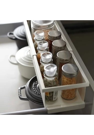 Trendooze Gaojunshop01 Beyaz Metal Baharat Rafı - Katlanır Dolaşan Mutfak Depolama 1 Adet Ayarlanabilir Tek Katlı Beyaz
