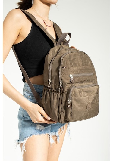 Klinkır Kadın Sırt Çantası Hafif Su İtici Kumaş Günlük Kullanım İçin İdeal 37 27 Cm Anne Bebek Çanta Kahverengi