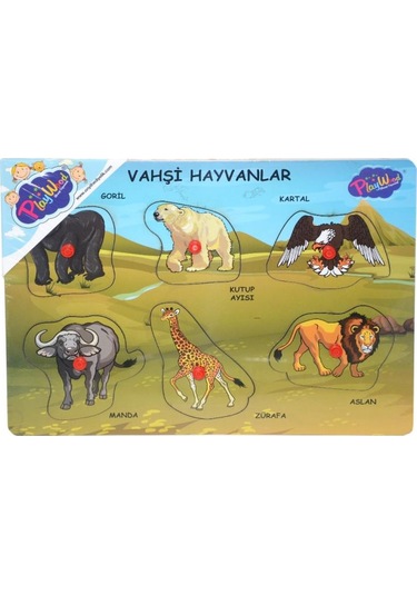 Ony-328 329 Onyıl. Ahşap Tutmalı Vahşi Hayvanlar.