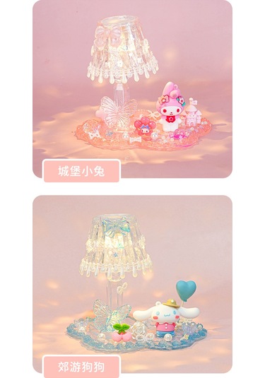 Aurora Çocuk Dıy El Yapımıkreme Tutkal Kristal Küçük Masa Lambasımalzeme Paket Seti Yaratıcıgece Lambasıbulmaca Oyuncak Pembe