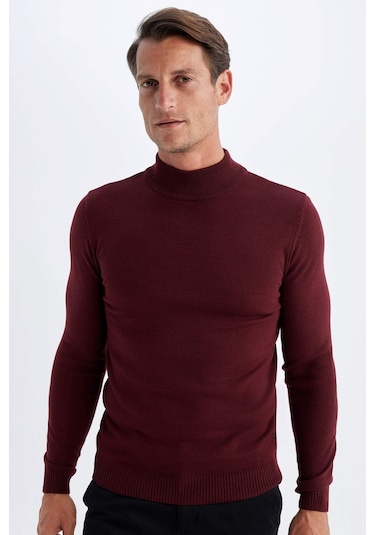 DeFacto Slim Fit Dar Kesim Yarım Balıkçı Yaka Basic Düz Triko Kazak R1127AZ24WNBR50
