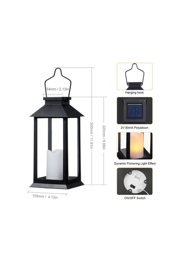 Tomshine Led'ler Ile Tomshine Güneş Enerjili Fener Işıkları Siyah