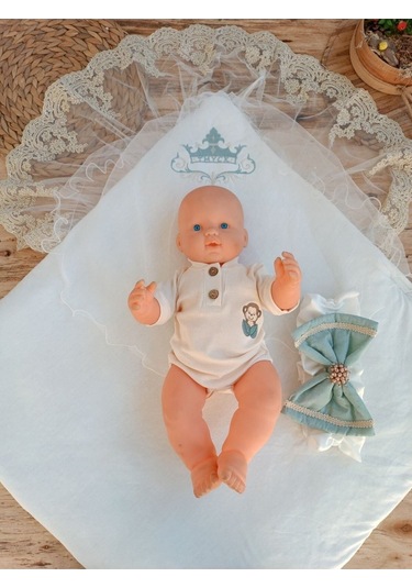 Pembe Triko Örgü Kız Bebek Batttaniyesi Kundağı Kalın Dantelli Yenidoğan Hastane Çıkışı Hediyelik Mint