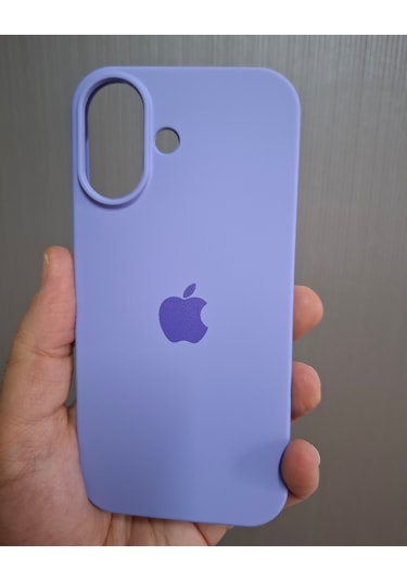 İphone 17 Uyumlu Logolu İçi Kadife Silikon Lansman Kılıf Lila