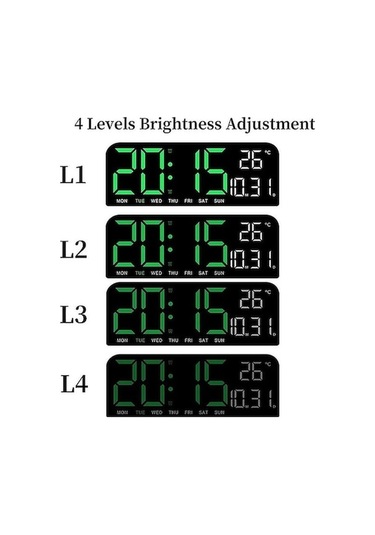 Novahub Trendooze Yeşil 9 Dijital Duvar Saati, Sıcaklık-tarih-hafta, Zamanlama-geri Sayım, Işığa Duyarlı, 2 Alarm, 12/24h, Led Çalar Saat Ct Mavi, 2 Alarm Yeşil