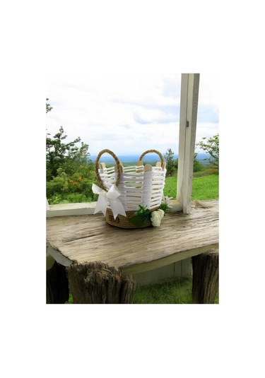 Hasır Makyaj Organizer Sepet Takı Kutusu El Yapımı Komodin Banyo Düzenleyici Beyaz