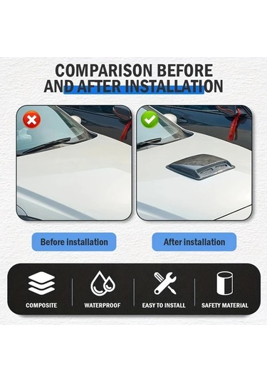 Xuweiwei Abs Plastik Carbon Fiber Black Kaput Sürgüsü Kolay Montaj Hava Akış Emme Dekoratif Kaput Kapağı