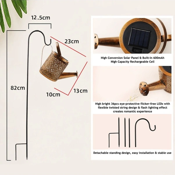 Tongxida 36 Led Güneş Enerjili Çaydanlık Şemsiyesi, Işık Kontrollü, 600mah Pil, Dış Mekan Dekor