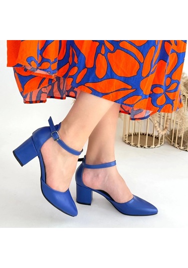 Mulen Mavi Cilt Kadın Topuklu Ayakkabı Mavi