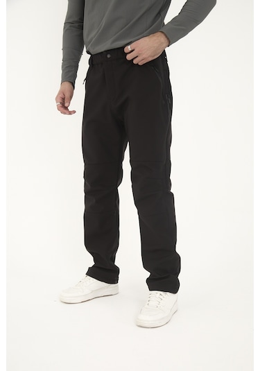 Camp Scoutland Camp595 Outdoor Tactical Softshell Su Ve Rüzgara Dayanıklı İçi Polarlı Kışlık Erkek Taktik Pantolon Siyah Siyah