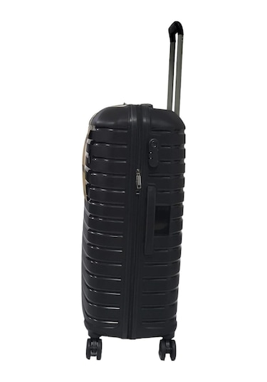 Oleets Büyük Boy Polipropilen Süper Esnek Kırılmaz Tekerlekli Valiz Bavul Siyah