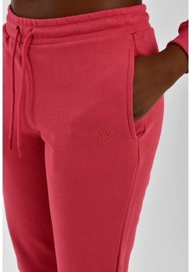 Kadın Yanları Cepli Beli Büzgülü Jogger Eşofman Altı Gülkurusu