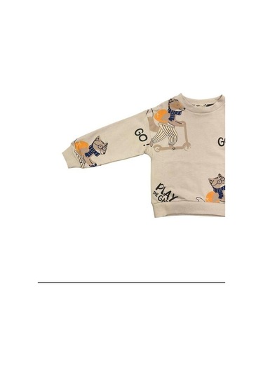 Erkek Çocuk Go Yazılı Sweatshirt-14665 Taş