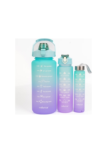 Valletta Eldorado 3lü Set Motivasyonel Su Matarası Yeşil