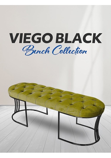 Viego Siyah Bench Puf Hardal