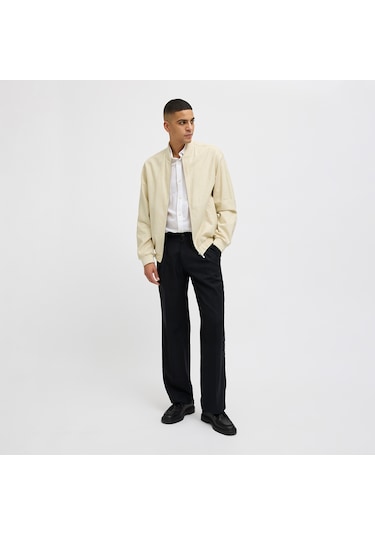 Jack&jones Blaleister Linen Blend Bomber Erkek Bej Klasik Yaka Ceket Bej