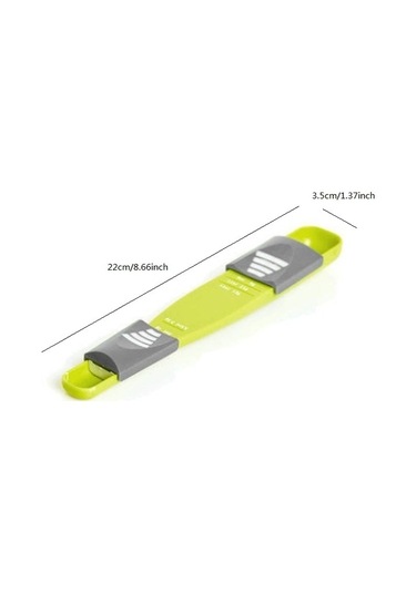 Ranyeek Bakımda 8 Seviye Ayarıyla İki Uçlu Plastik Ölçü Kaşığı - Un, Yağ, Baharat Ölçümü Yeşil