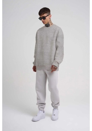 Mbb E-ticaret Erkek Bisikilet Yaka 3 İplik Pamuklu Sweatshirt - Gri