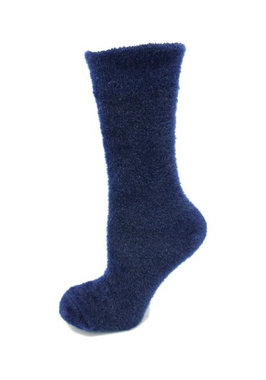 Tüylü Lacivert Kalın Kışlık Kadın Çorap Lacivert