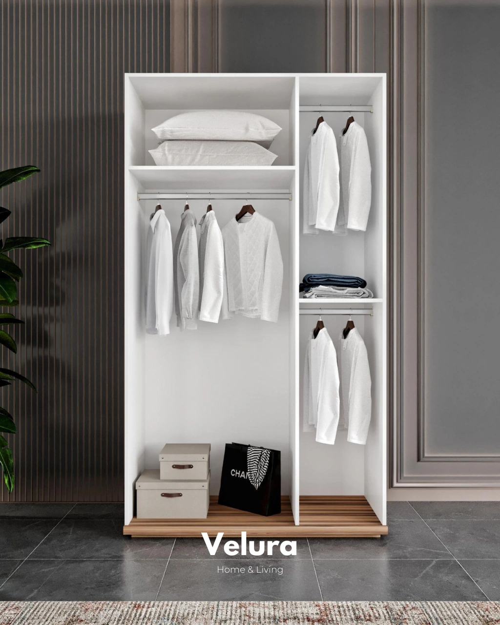 Rana 3 Kapaklı Dolap Gardırop Beyaz