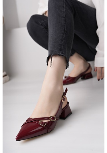 Luis A Costa 3 Tokalı Bordo 4 Cm Topuklu Ayakkabı Renkli