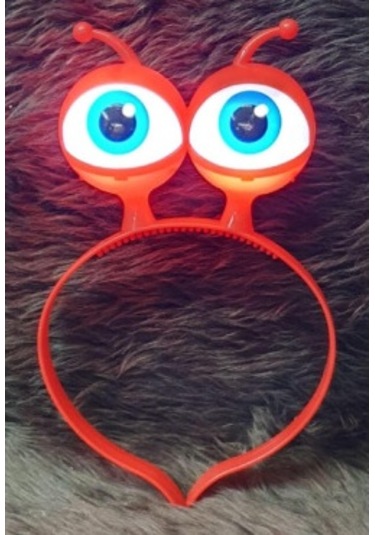 Led Işıklı & Pilli Uzaylı Göz Parti Tacı Kırmızı Renk