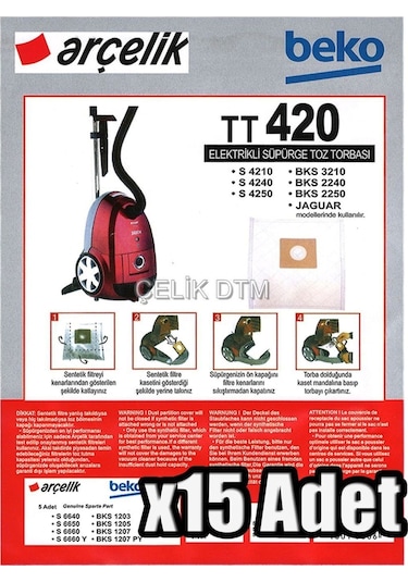 Beko Bks 2240 C Süpürge Uyumlu Bez Toz Torbası 15 Adet