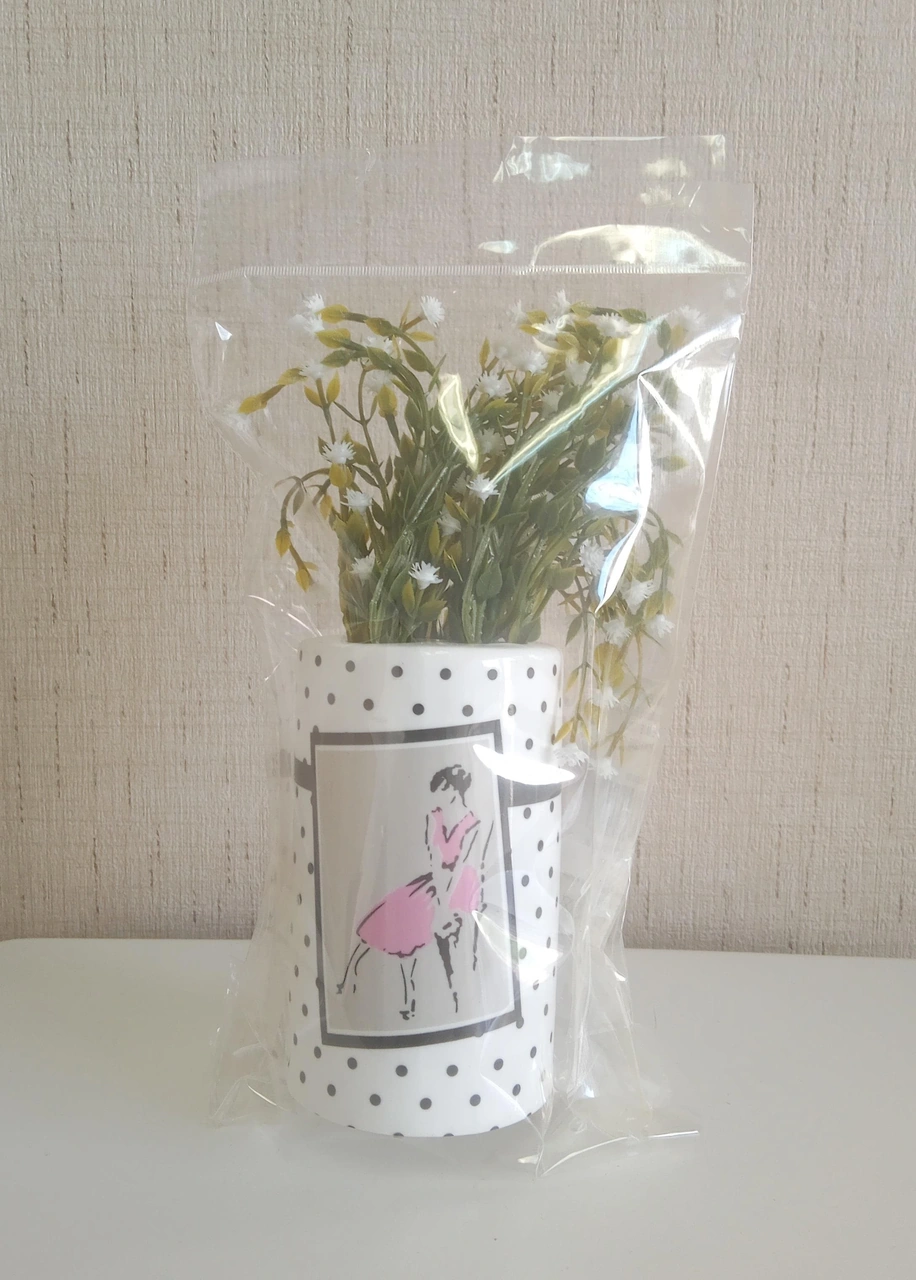 2 Adet Vazo Dahil,vazoda Çiçek,beyaz Yapay Çiçek,vazo Dekoratif Pembe Elbiseli Kadın 7x7x16cm Çok Renkli