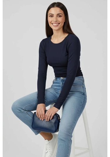 Yanı Büzgülü Bluz Lacivert T4322 Lacivert