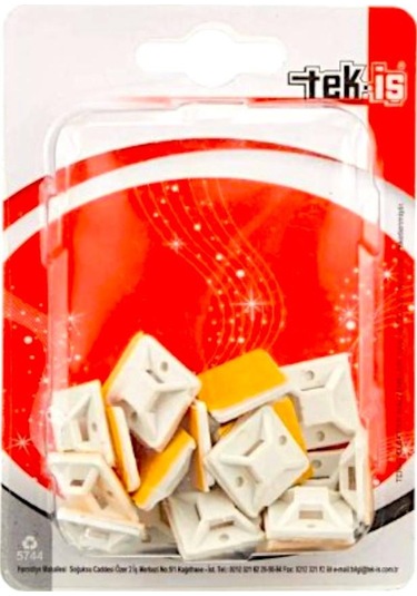 Tek-iş Plastik Kablo Bağı Klipsi Cırt Kelepçe Tutucu Yapışkanlı 19 X 19 Mm 50 Adet