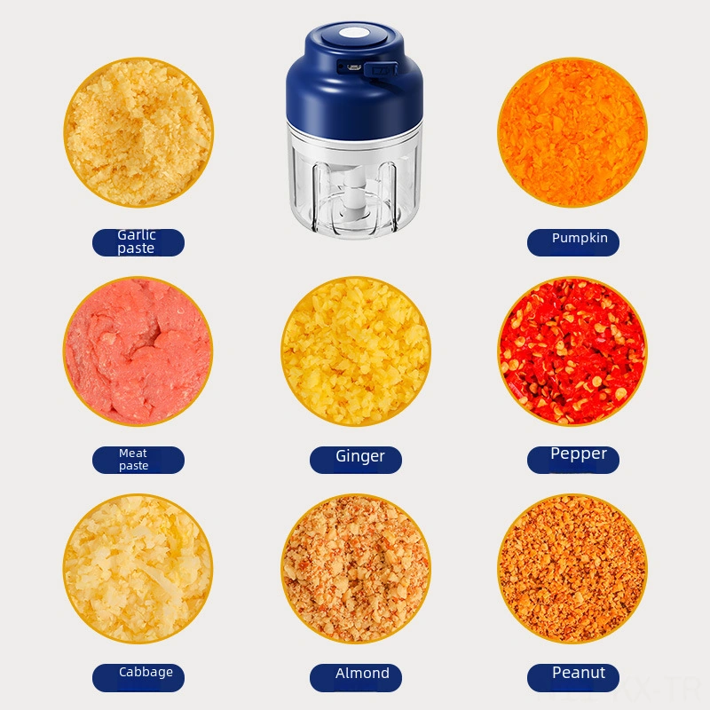 Kangvka Kablosuz Elektrikli Sarımsak Kesici 250ml Mor Mini Blender 4 Blatlı Bıçaklı Yemek Hazırlama Aleti Diğer